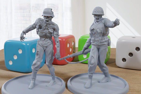 WW2 Zombies - 3D Printed Minifigures for Post Apocalyptic Miniature Tabletop Games like Zona Alfa - Project Z