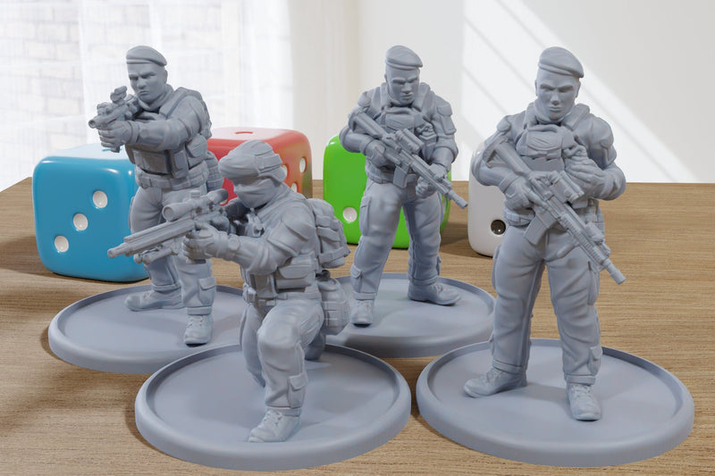 Covert Ops Squad - Five - Modern Wargaming Miniatures for Tabletop RPG -  20mm / 28mm / 32mm Scale Minifigures