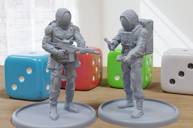 Zone Ecologists Duo - 3D Printed Minifigures - Post Apocalyptic Miniature for Zona Alfa - Fallout Wasteland