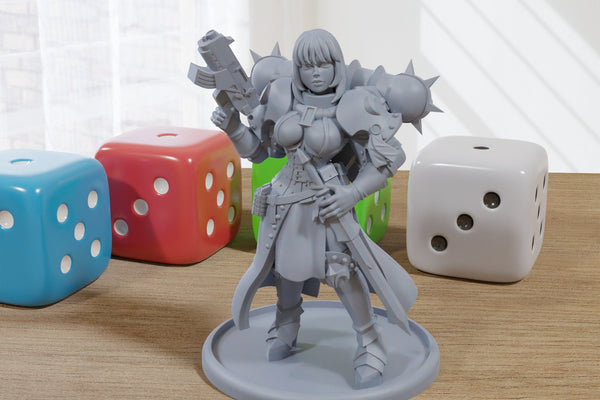 Nun Squad Monja 2 - 3D Printed Miniature Mifigure for Tabletop Rolepaying Games Sexy Pin-Up - 32mm - 28mm Scale