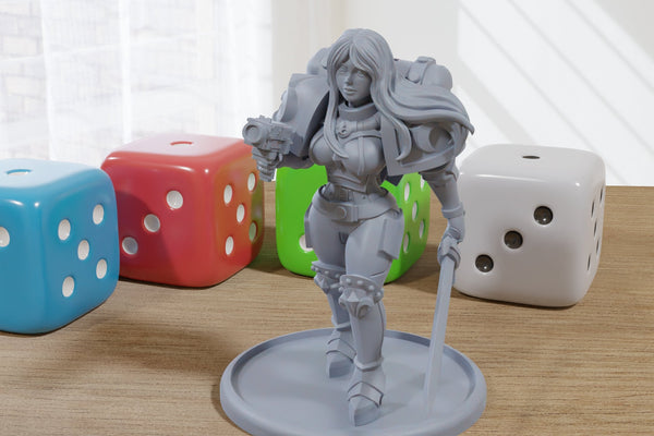 Nun Squad Monja 3 - 3D Printed Miniature Mifigure for Tabletop Rolepaying Games Sexy Pin-Up - 32mm - 28mm Scale