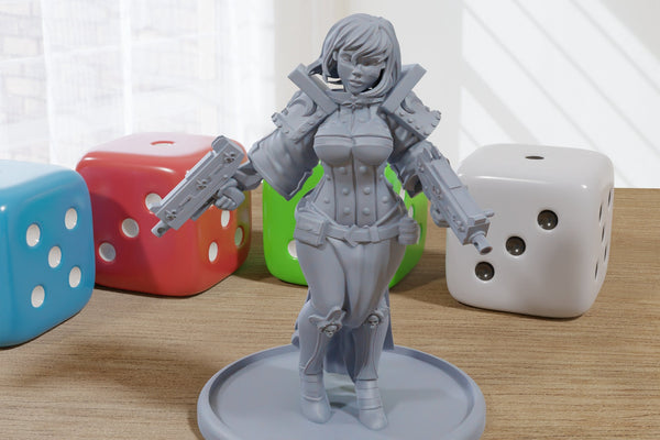 Nun Squad Monja 8 - 3D Printed Miniature Mifigure for Tabletop Rolepaying Games Sexy Pin-Up - 32mm - 28mm Scale