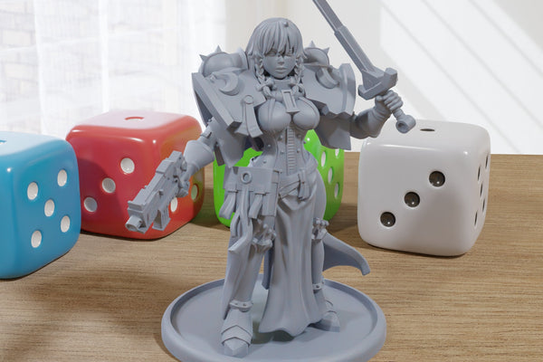 Nun Squad Monja 13 - 3D Printed Miniature Mifigure for Tabletop Rolepaying Games Sexy Pin-Up - 32mm - 28mm Scale