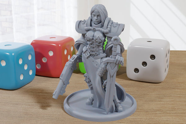 Nun Squad Monja 21 - 3D Printed Miniature Mifigure for Tabletop Rolepaying Games Sexy Pin-Up - 32mm - 28mm Scale