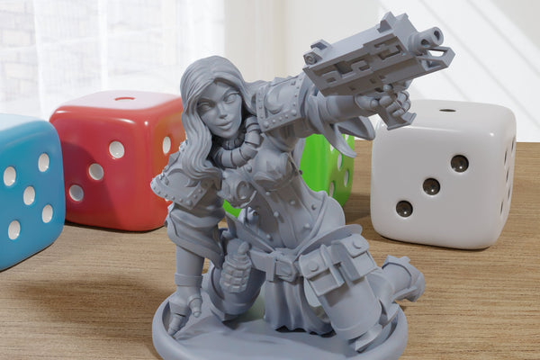 Nun Squad Monja 17 - 3D Printed Miniature Mifigure for Tabletop Rolepaying Games Sexy Pin-Up - 32mm - 28mm Scale
