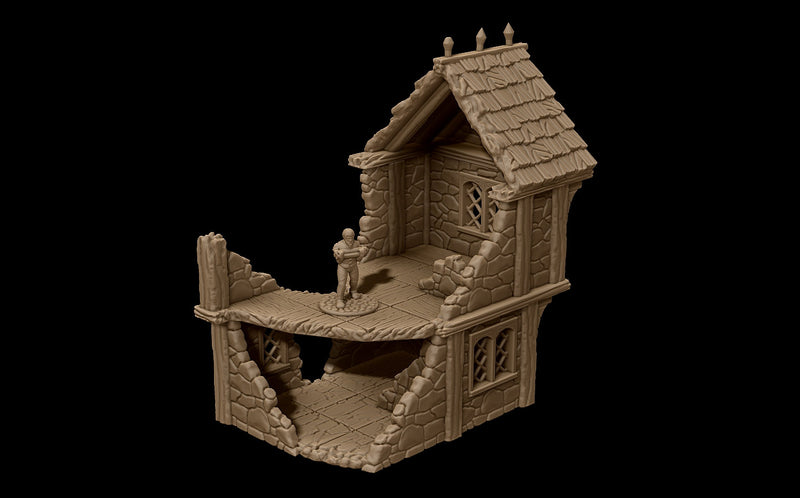 Ferisia Ruined Farmer House - 3D Printed Terrain compatible with Tabletop Games like DND 5e, Frostgrave