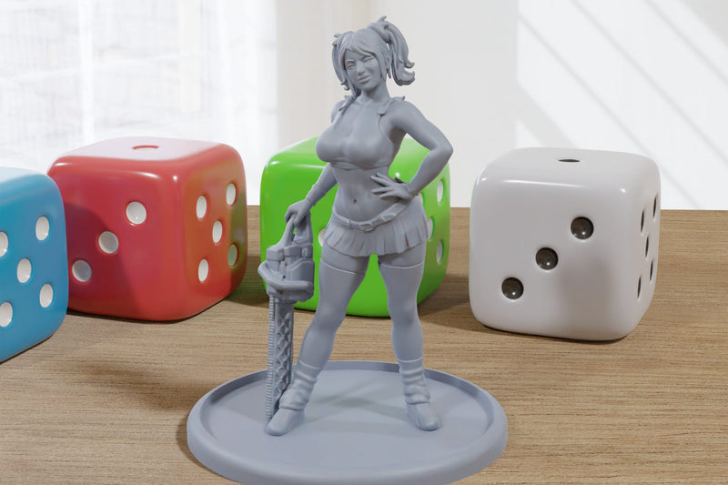 Juliet Sexy Chainsaw Pinup SFW/ NSFW 3D Printed Minifigures for Fantasy Miniature Tabletop Games 28mm / 32mm