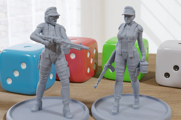 She Wolf Support Team - Modern Wargaming Miniatures for Tabletop RPG - 28mm / 32mm Scale Minifigures