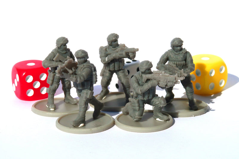 Rifle Squad - Modern Wargaming Miniatures for Tabletop RPG - 20mm / 28mm / 32mm Scale Minifigures