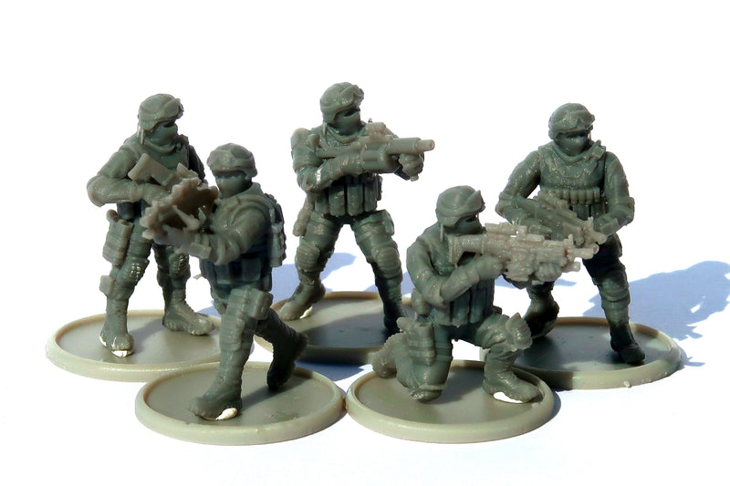 Rifle Squad - Modern Wargaming Miniatures for Tabletop RPG - 20mm / 28mm / 32mm Scale Minifigures