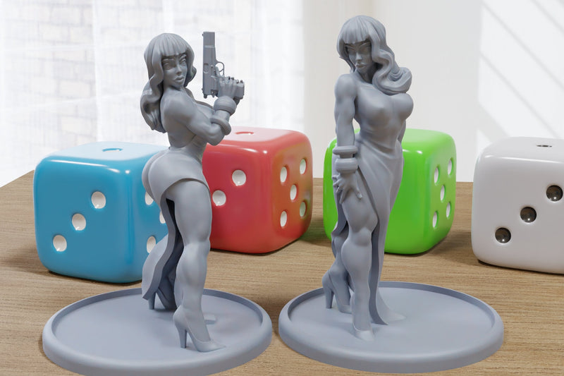 30ties Style Pin-Ups - 3D Printed Minifigures for Fantasy Miniature Tabletop Games, TTRPG, DND, Frostgrave