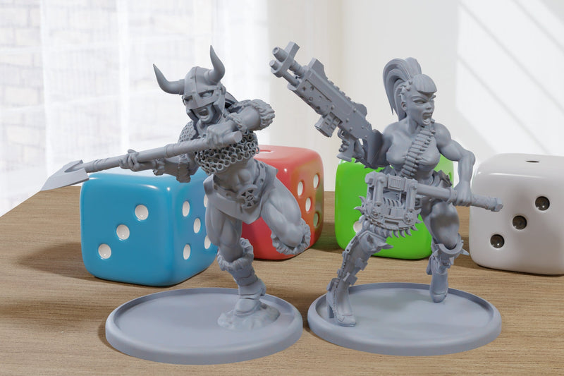 Female Raiders - 3D Printed Minifigures for Post Apocalyptic Miniature Tabletop Games like Zona Alfa