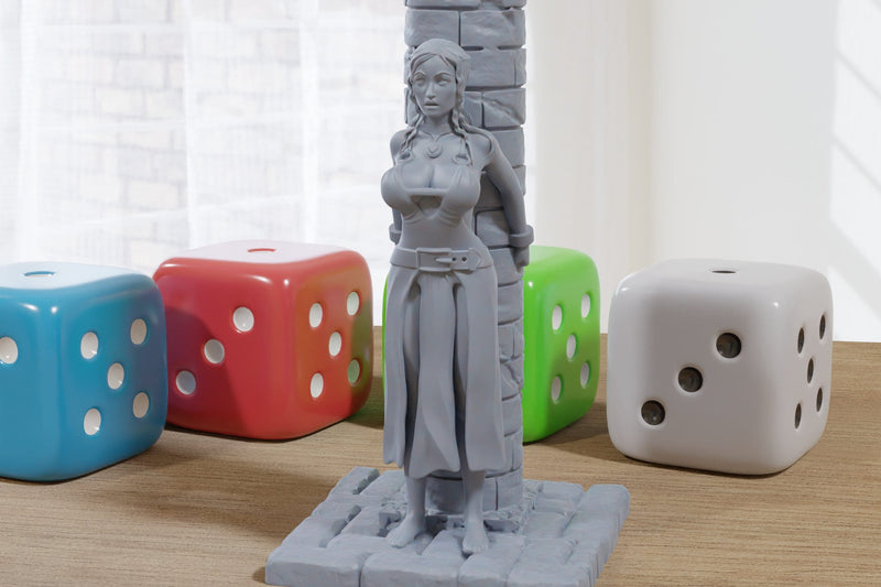 Daniela Chained Maid - SFW/ NSFW 3D Printed Minifigures for Fantasy Miniature Tabletop Games DnD TTRPG 28mm - 32mm - 75mm Scales