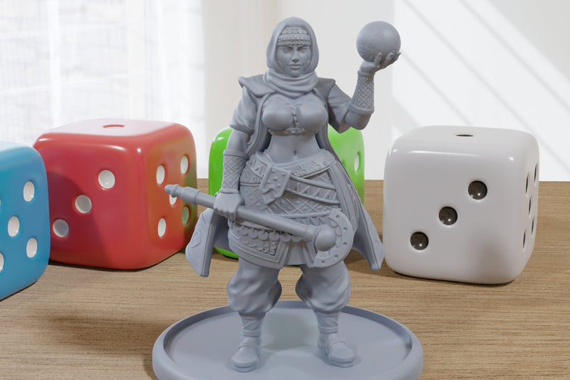 Cleric Sexy Pinup 3D Printed Minifigures for Fantasy Miniature Tabletop Games DND, Frostgrave 28mm / 32mm