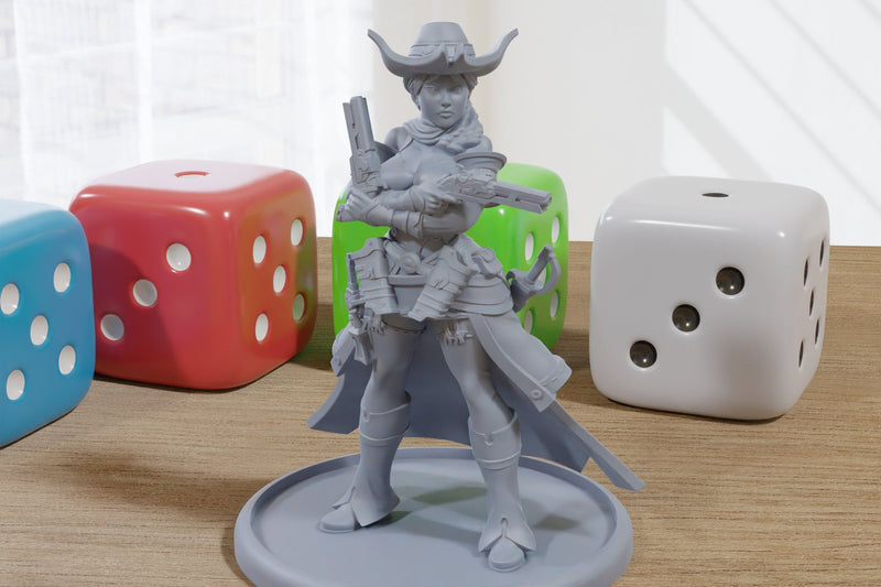 Gunslinger Sexy Pinup 3D Printed Minifigures for Fantasy Miniature Tabletop Games DND, Frostgrave 28mm / 32mm