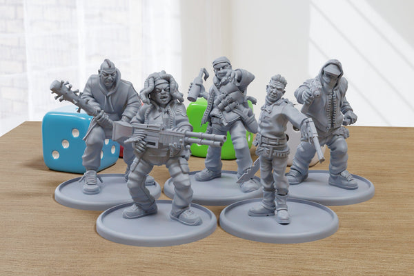 Street Gang - 3D Printed Minifigures for Zombie Post Apocalyptic Miniature Tabletop Games TTRPG