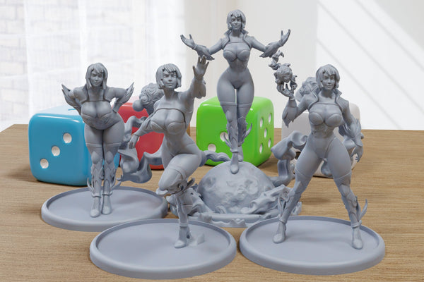 Arcane Withes Sexy Pinup SFW/ NSFW 3D Printed Minifigures for Fantasy Miniature Tabletop Games DND, Frostgrave 28mm / 32mm / 75mm