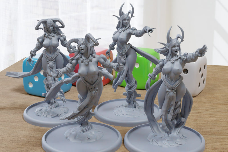 Cursed Horned Banshees Sexy Pinup SFW/ NSFW 3D Printed Minifigures for Fantasy Miniature Tabletop Games DND, Frostgrave 28mm / 32mm / 75mm