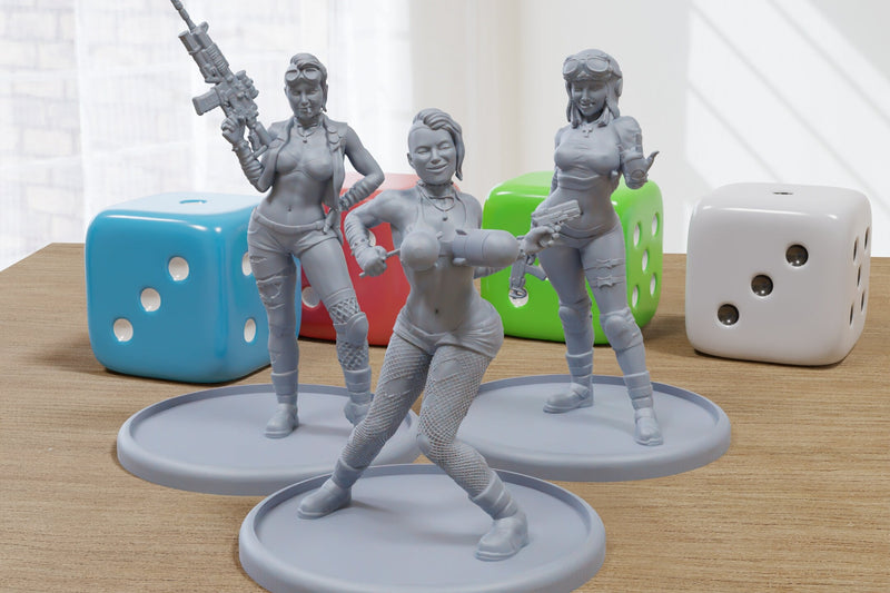 Panzer Gals- 3D Printed Minifigures for Post Apocalyptic Miniature Tabletop Games like Zona Alfa