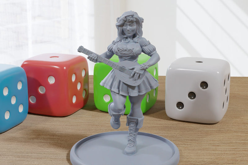 Bard Lady Sexy Pinup 3D Printed Minifigures for Fantasy Miniature Tabletop Games DND, Frostgrave 28mm / 32mm