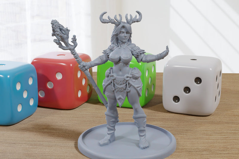 Druid Sexy Pinup 3D Printed Minifigures for Fantasy Miniature Tabletop Games DND, Frostgrave 28mm / 32mm