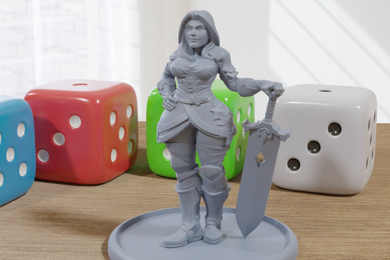 Warrior Sexy Pinup 3D Printed Minifigures for Fantasy Miniature Tabletop Games DND, Frostgrave 28mm / 32mm