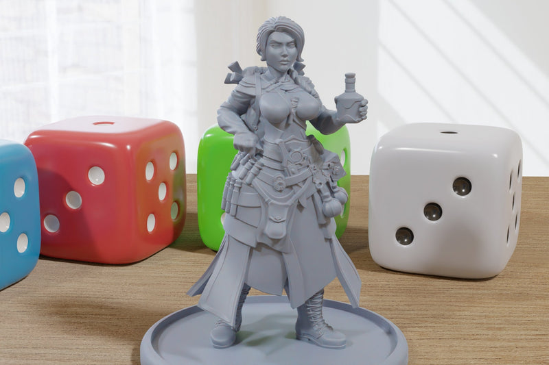Alchemist Sexy Pinup 3D Printed Minifigures for Fantasy Miniature Tabletop Games DND, Frostgrave 28mm / 32mm
