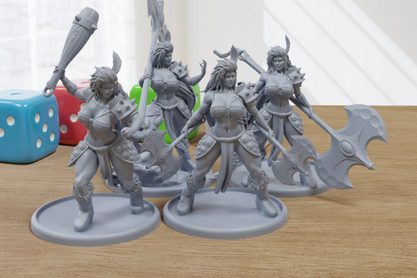 Barbarian Battle Masters Sexy Pinup SFW/ NSFW 3D Printed Minifigures for Fantasy Miniature Tabletop Games DND, Frostgrave 28mm / 32mm / 75mm