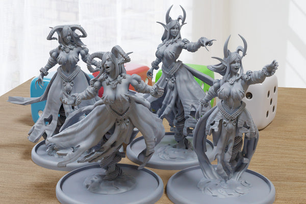 Cursed Horned Banshees Sexy Pinup SFW/ NSFW 3D Printed Minifigures for Fantasy Miniature Tabletop Games DND, Frostgrave 28mm / 32mm / 75mm