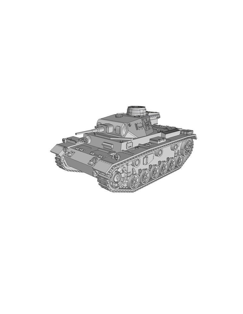 PZ.KPFW III Ausf-J - WW2 German Tank - 3D Resin Printed 28mm / 20mm / 15mm Miniature Tabletop Wargaming Combat Vehicle