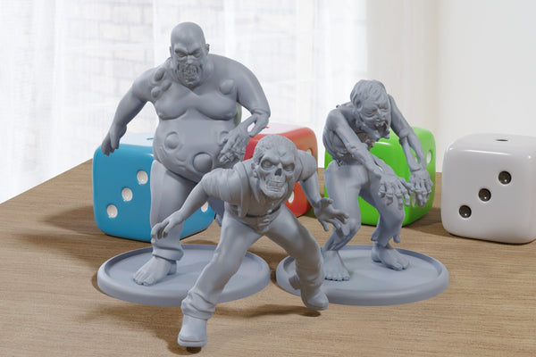 Fat Zombie Gang - 3D Printed Minifigures for Zombie Post Apocalyptic Miniature Tabletop Games TTRPG