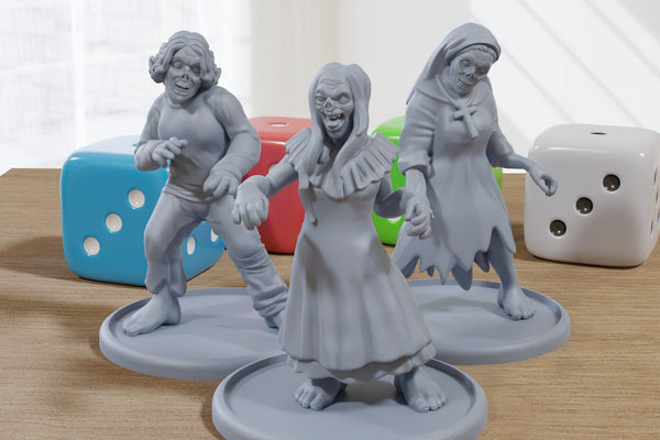 Ugly Zombies - 3D Printed Minifigures for Zombie Post Apocalyptic Miniature Tabletop Games TTRPG