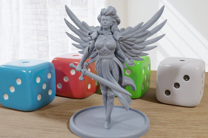 Aasimar Paladin Sexy Pinup 3D Printed Minifigures for Fantasy Miniature Tabletop Games DND, Frostgrave 28mm / 32mm / 75mm