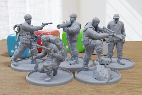 Commandos Unit Bravo - Modern / Historical Wargaming Miniatures for Tabletop RPG - 28mm / 32mm Scale Minifigures