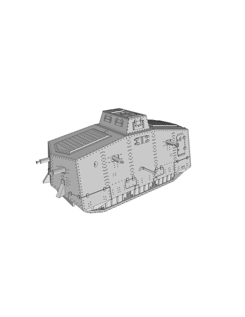 Sturmpanzerwagen A7V German WW1 Tank - 3D Resin Printed 28mm / 20mm / 15mm Miniature Tabletop Wargaming Vehicle