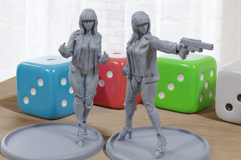 Miko - 3D Printed Mini's - Cyberpunk / Sci-Fi - Tabletop Miniature Wargaming - 28mm / 32mm Scale Minifigures