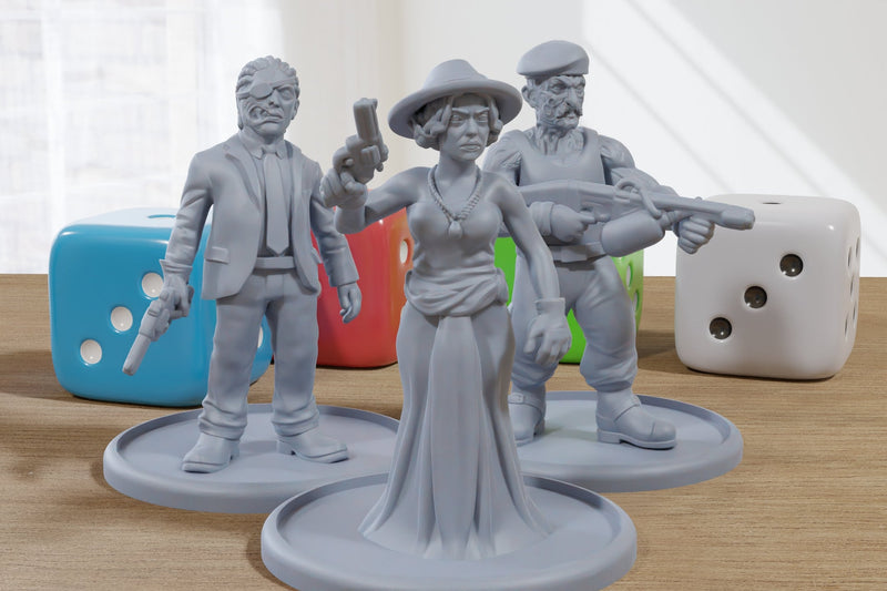 Cult Classic Gangsters - 3D Printed Minifigures for Zombie Post Apocalyptic Miniature Tabletop Games TTRPG