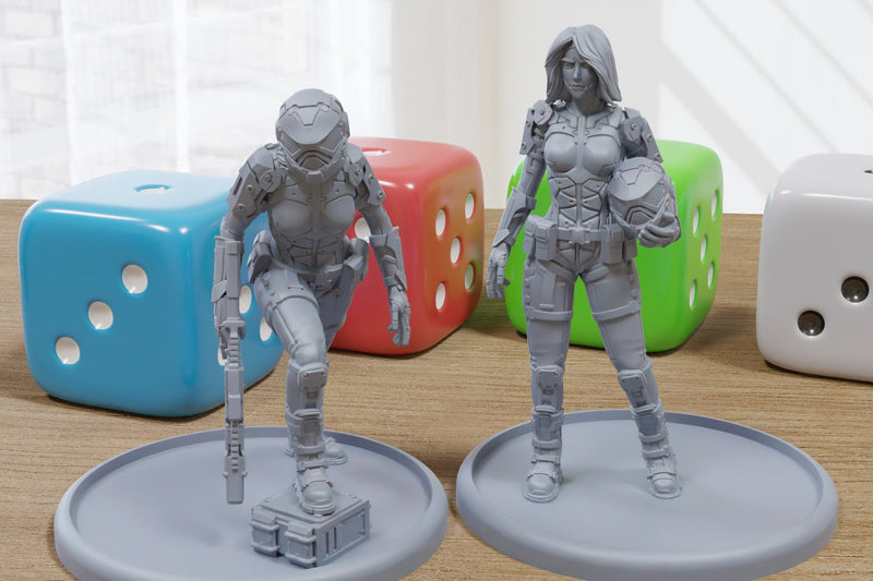 Neon Shadows - 3D Printed Mini's - Cyberpunk / Sci-Fi - Tabletop Miniature Wargaming - 28mm / 32mm Scale Minifigures
