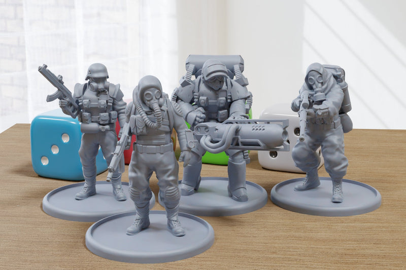 Heavy Stalkers Squad - 3D Printed Minifigure - Post Apocalyptic Miniature for Zona Alfa
