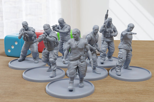 Cartel Street Gang - Modern Wargaming Miniatures for Tabletop RPG - 28mm / 32mm Scale Minifigures