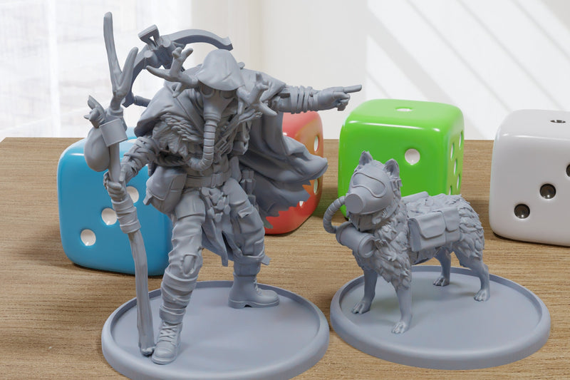 Zone Survivor Flint and Owl - 3D Printed Minifigures - Post Apocalyptic Miniature for Tabletop Games Zona Alfa