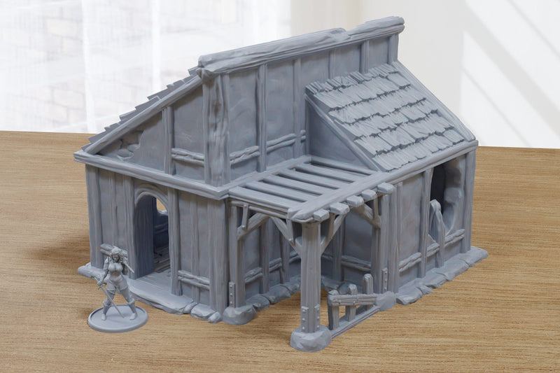 Damned City Little House Ruin - 3D Printed Terrain compatible with Tabletop Games like DND 5e, Frostgrave