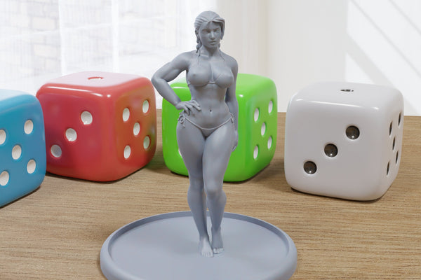 Kami Swimsuit - 3D Printed Minifigures for Fantasy Miniature Tabletop Games DND, Frostgrave 28mm / 32mm / 75mm