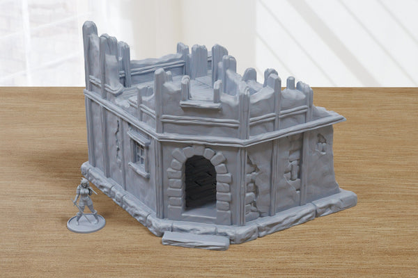 Damned City Destroyed Corner House - 3D Printed Terrain compatible with Tabletop Games like DND 5e, Frostgrave