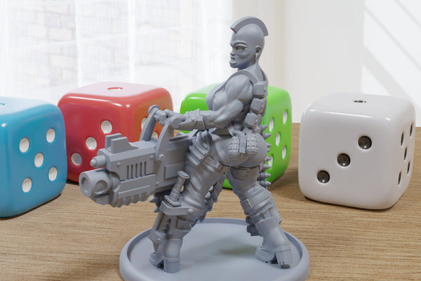Jungle Sergeant Babe - 3D Printed Proxy Minifigures for Sci-fi Miniature Tabletop Games like Stargrave and Five Parsecs from Home