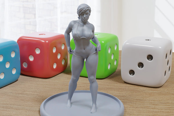 Krissy Krate Swimsuit Sexy Pin-Up - 3D Printed Minifigures for Fantasy Miniature Tabletop Games DND, Frostgrave 28mm / 32mm / 75mm