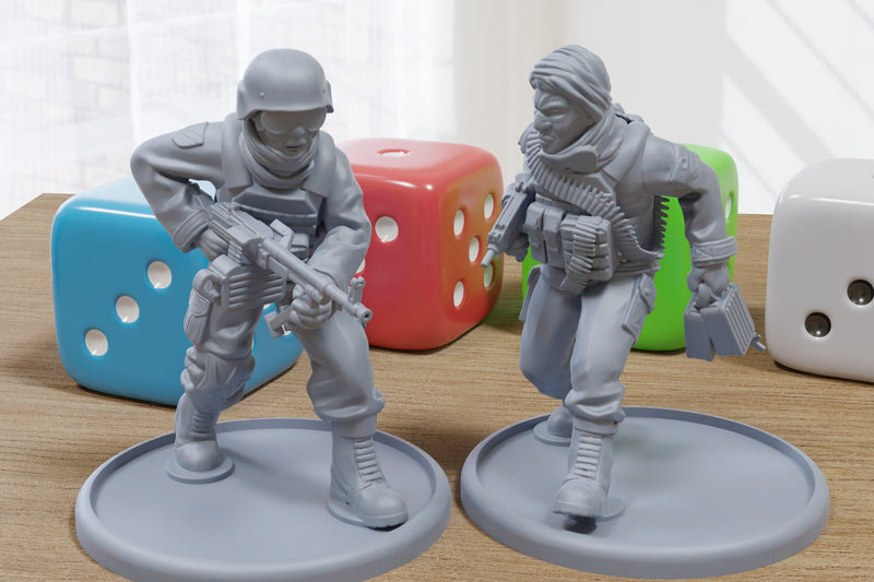 Modern African PKM Team - 3D Printed Miniatures for Tabletop Wargames - 28mm / 32mm Scale Minifigures