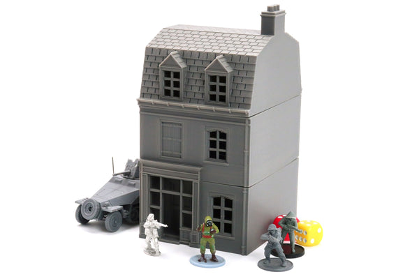 French Row House DS T4 - Tabletop Wargaming WW2 Terrain | Miniature 3D Printed Model | Flames of War & Bolt Action