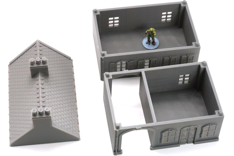 French Row House DS T1 - Tabletop Wargaming WW2 Terrain | Miniature 3D Printed Model | Flames of War & Bolt Action