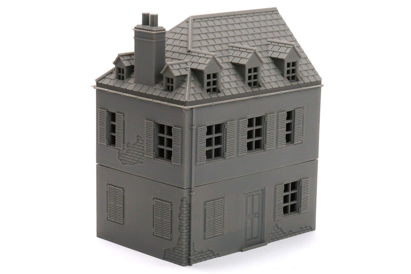 French Row House DS T2 - Tabletop Wargaming WW2 Terrain | Miniature 3D Printed Model | Flames of War & Bolt Action